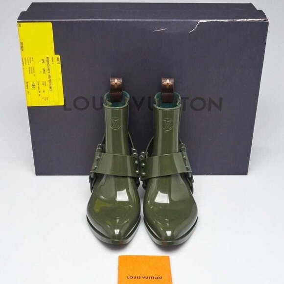 Louis Vuitton Green Rubber Rhapsody Ankle Boots Size 6.5/37 - Picture 1 of 5